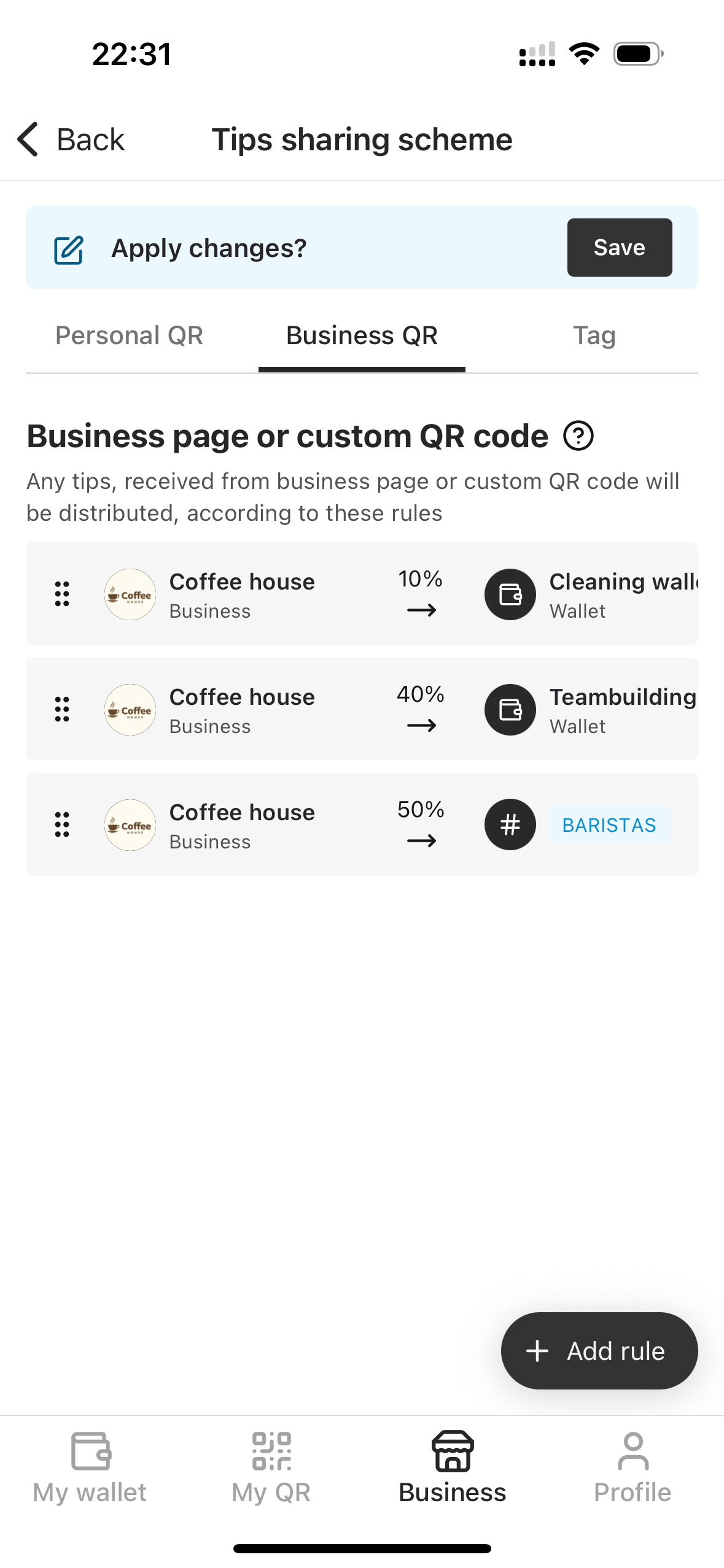 Rules for Coffee shop