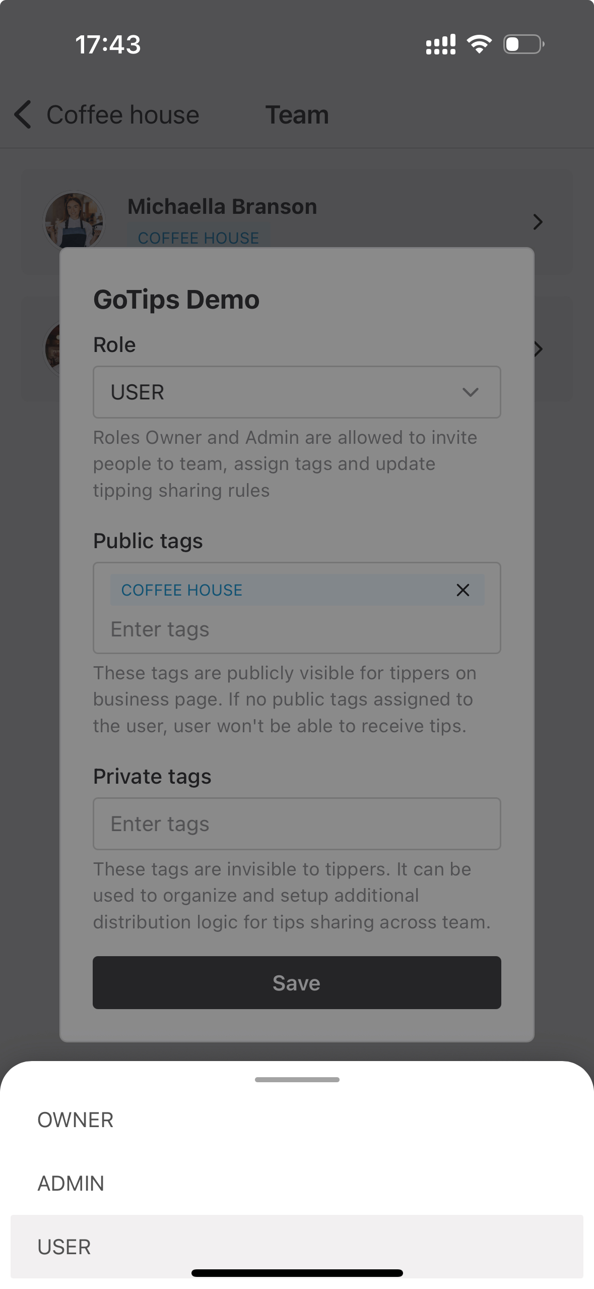 Assign role to member